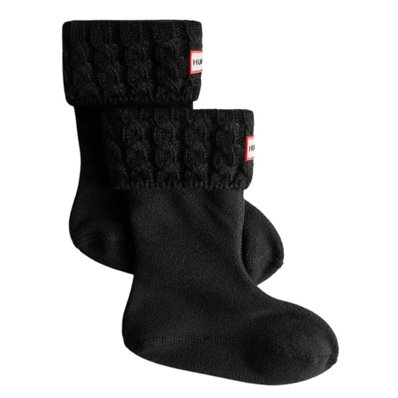 Hunter Tall Boot Socks 6 Stitch Cable Black Big Kids Sz L 1-3 Rain Boot Liner - Picture 4 of 9